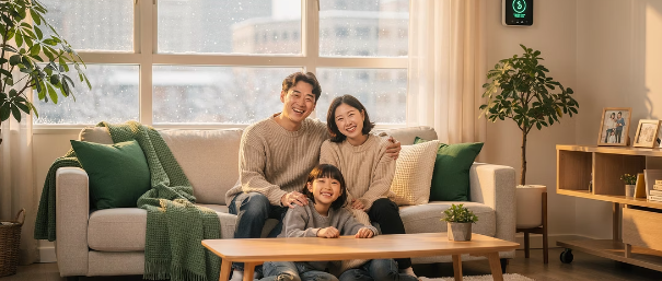 난방비를 절약해 행복한 한국 가족의 따뜻한 집