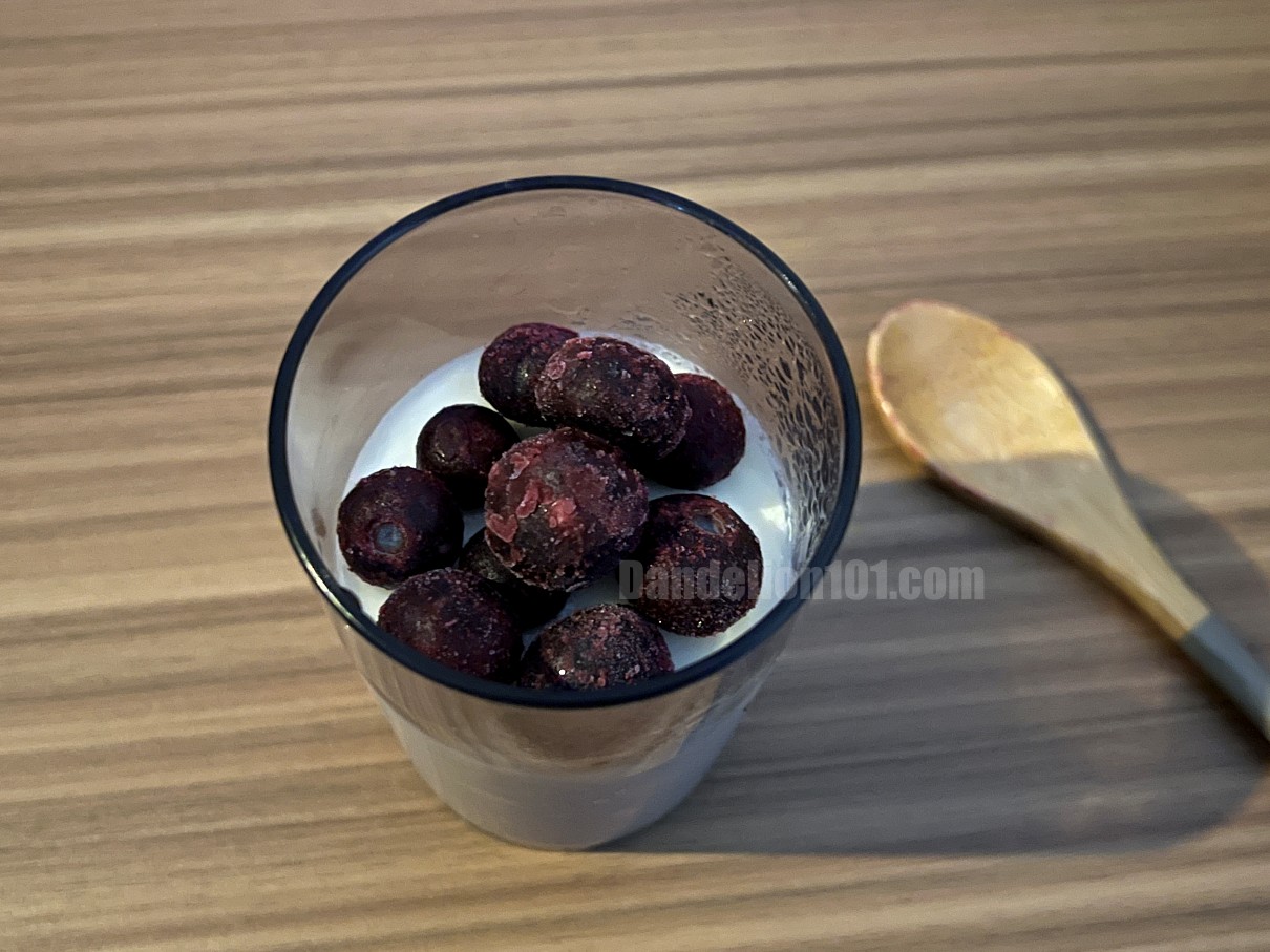 블루베리를 넣은 요거트 사진