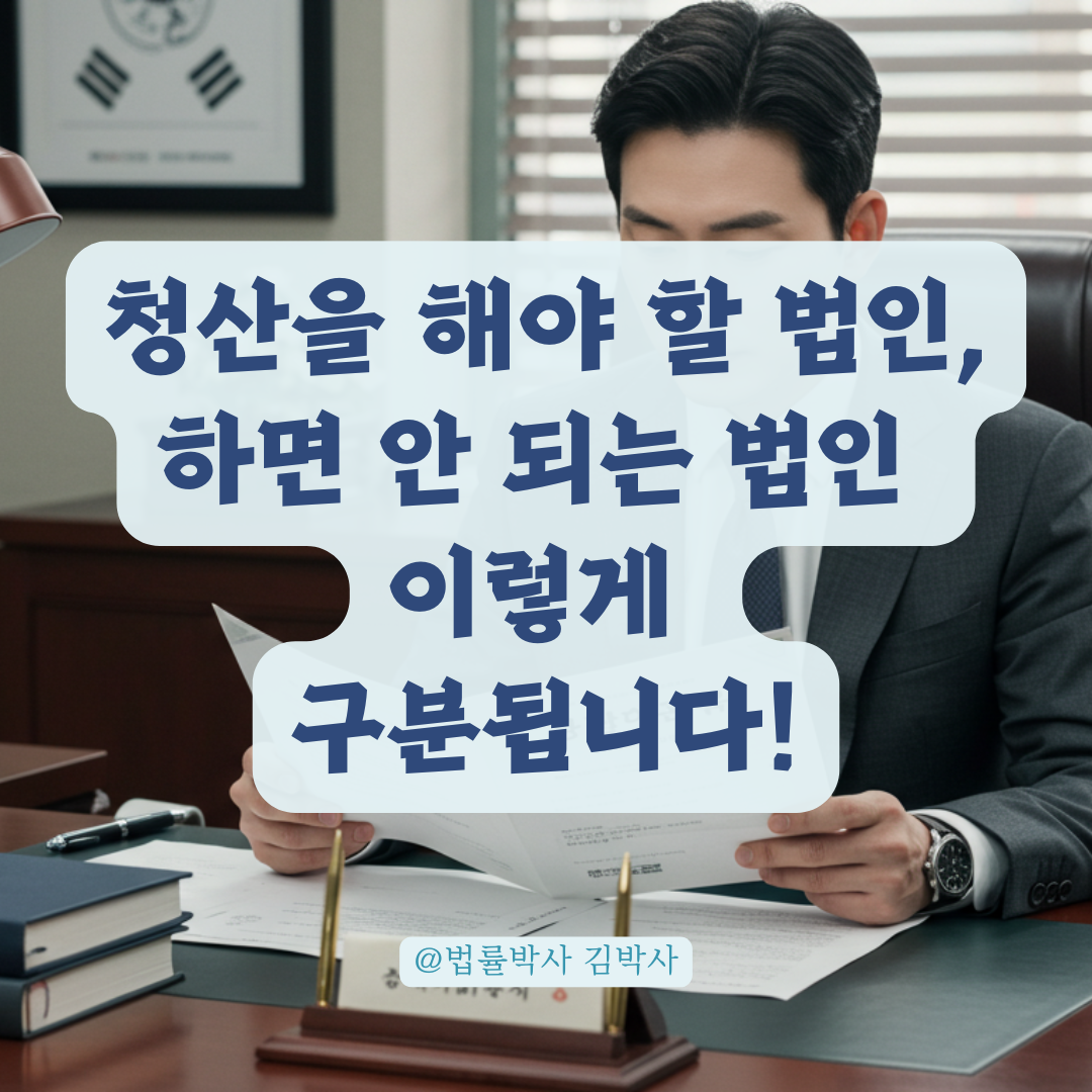 청산을 해야 할 법인 vs 하면 안 되는 법인, 이렇게 구분됩니다.