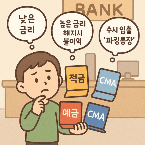 예금 vs 적금 vs CMA – 어디에 넣는 게 더 좋을까?