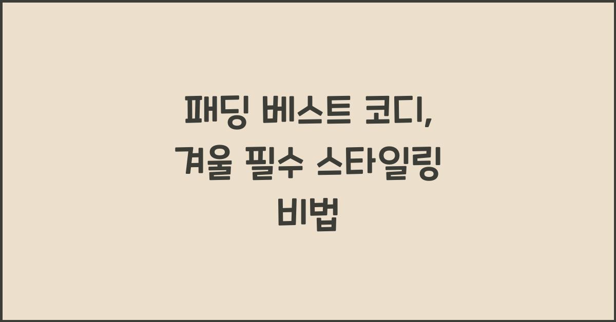 패딩 베스트 코디