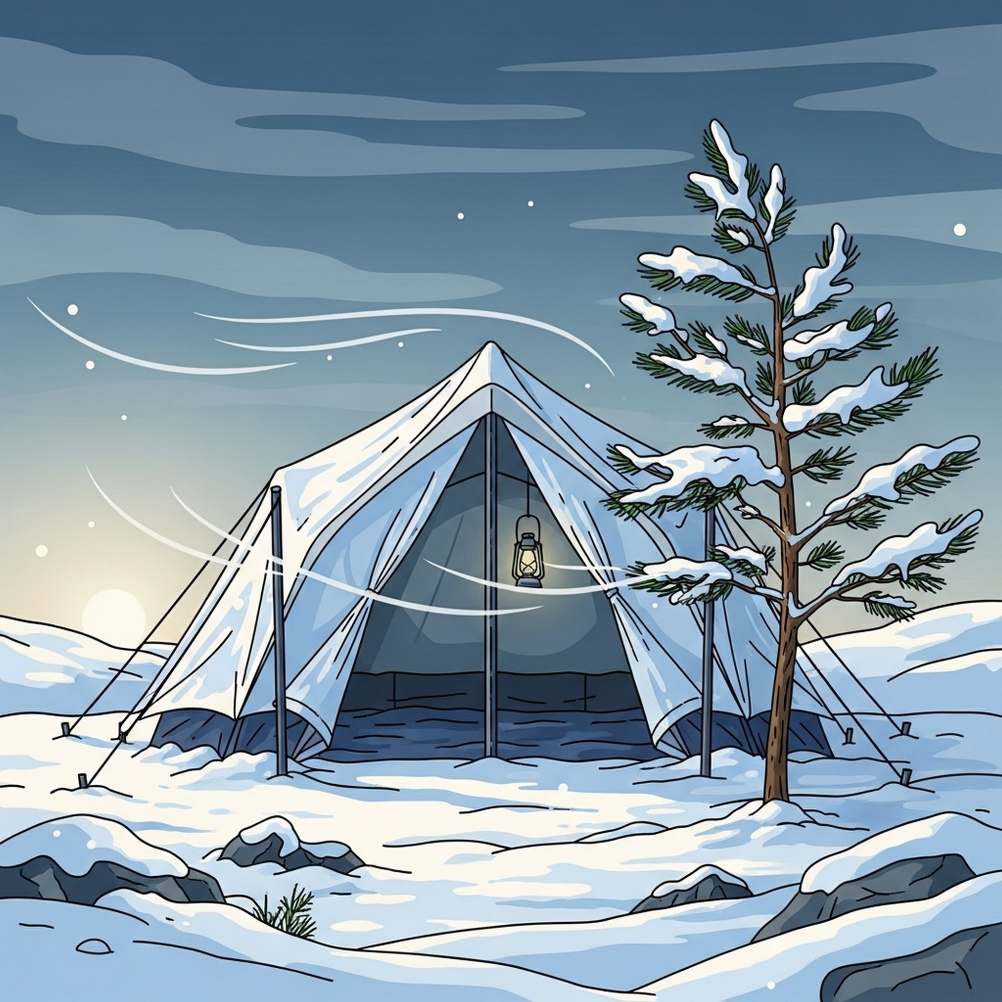 겨울 바람 맞는 텐트