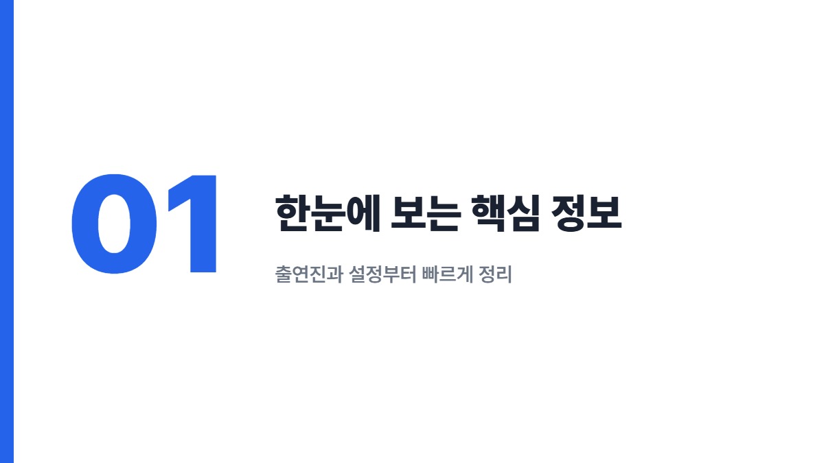 한눈에 보는 핵심 정보 — 출연진과 설정부터 빠르게 정리