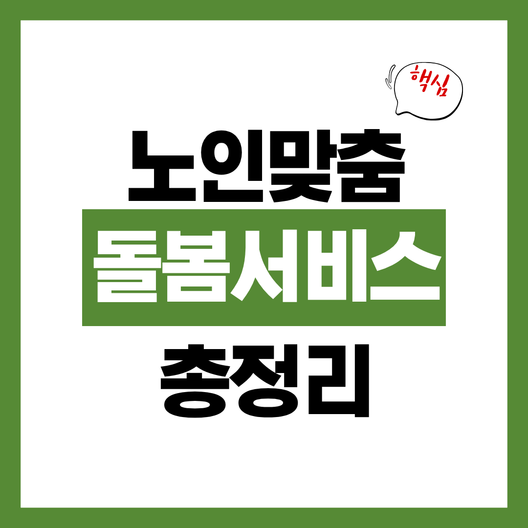 노인 맞춤 돌봄 서비스 수행기관 종류 급여 총정리