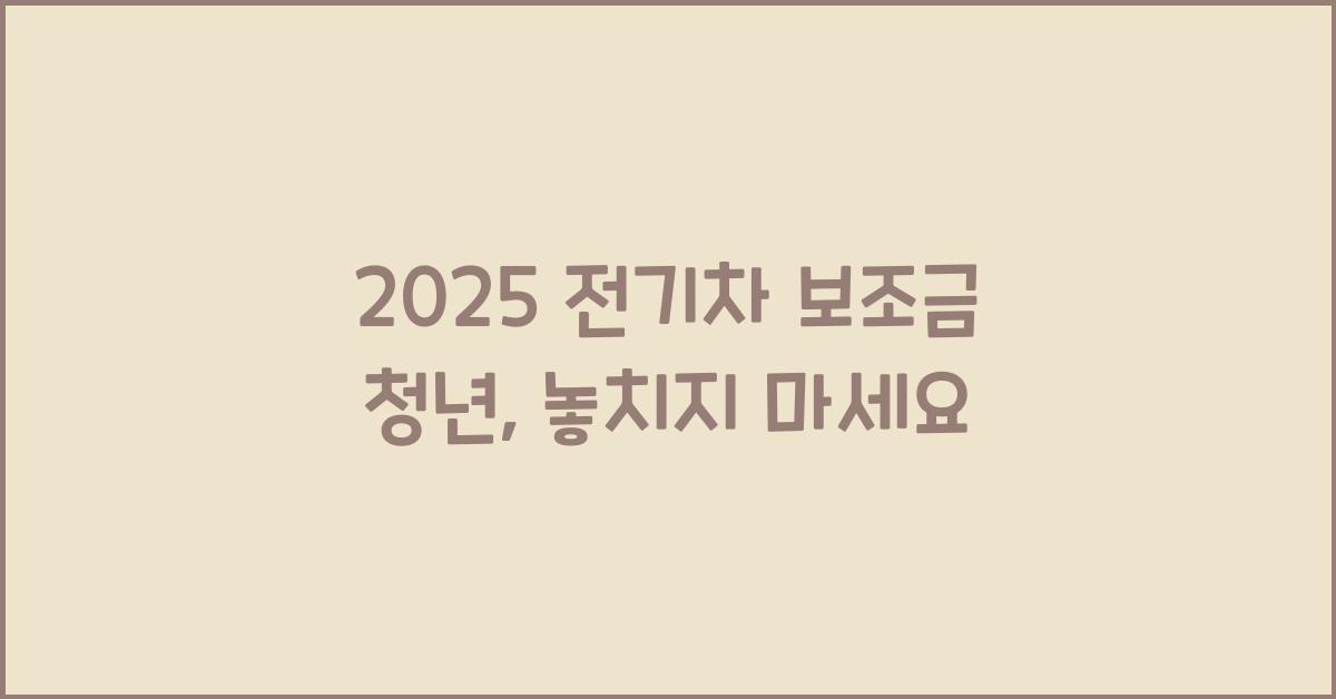 2025 전기차 보조금 청년