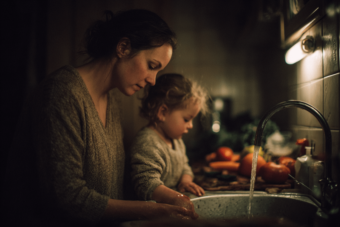아이와-함께-파프리카를-손질중인-엄마