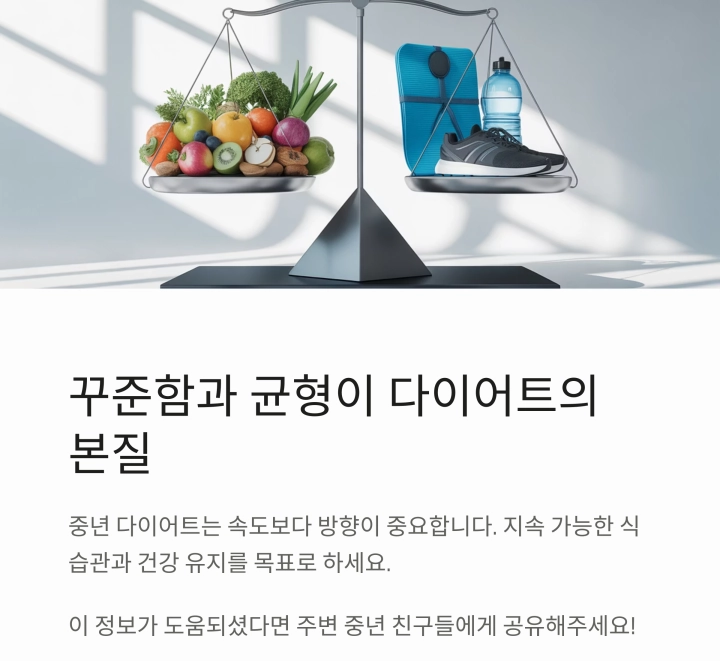 중년 다이어트 성공: 무리 없는 건강한 체중 감량