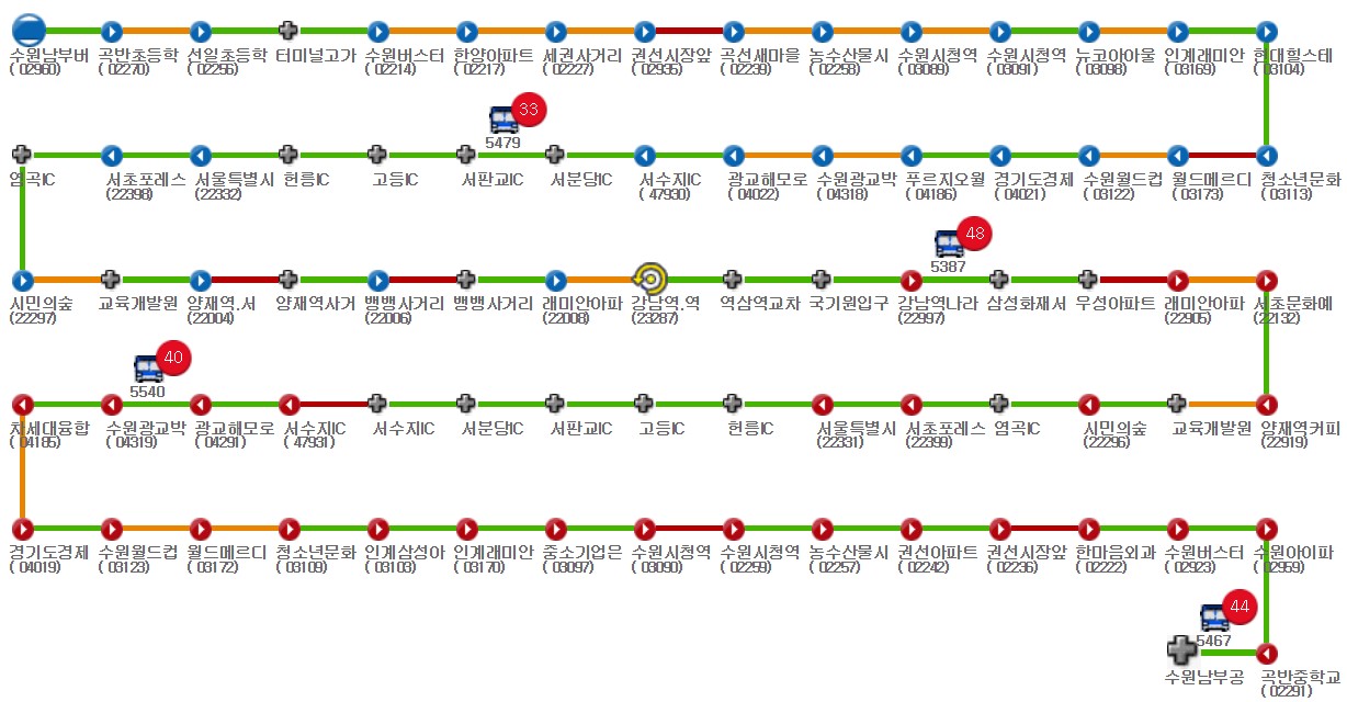 수원-강남역 가는 광역버스 심야버스 첫차 막차 심야 시간 배차 간격 실시간 버스 위치6