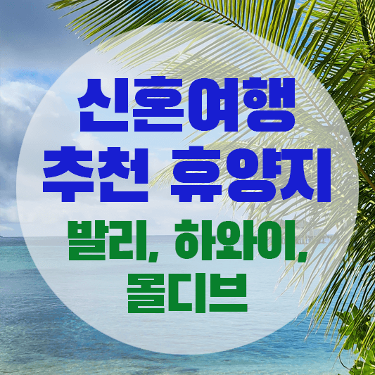 신혼여행 추천 휴양지(발리, 하와이, 몰디브)에 대한 그림