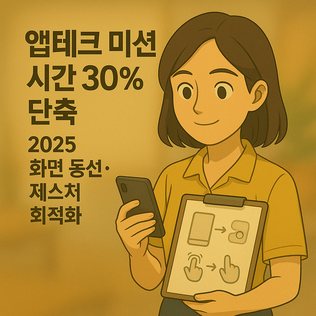앱테크 미션 시간 30% 단축 ｜ 2025 화면 동선·제스처 최적화