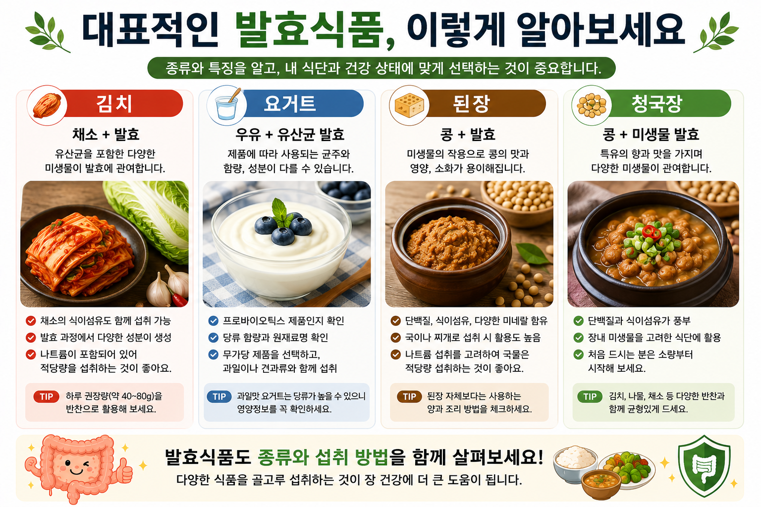 김치와 요거트 등 발효식품 종류 안내