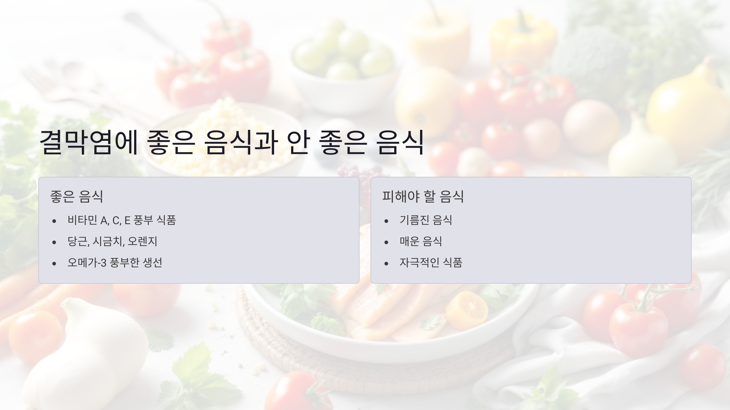 결막염에 좋은 음식과 안 좋은 음식