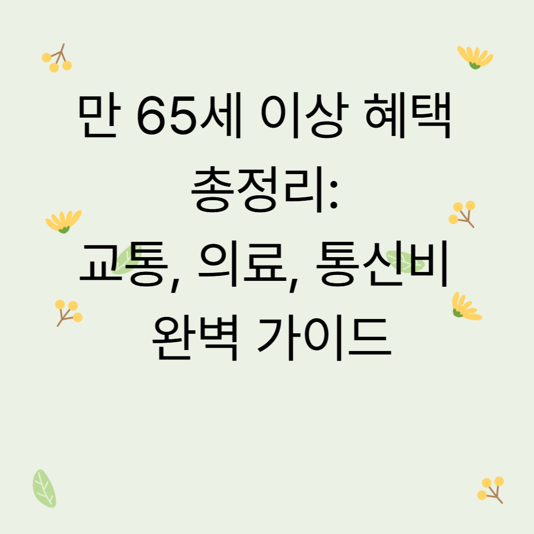 2026년 만 65세 이상 혜택 총정리: 교통, 의료, 통신비 완벽 가이드