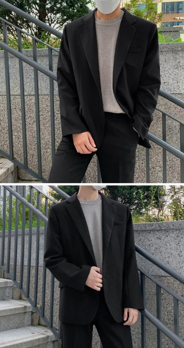 남성용 데일리 싱글 스탠다드 블레이져 자켓