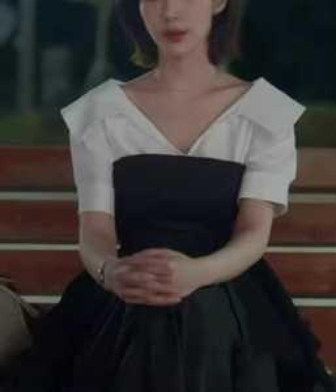 내남편과 결혼해줘 5회 박민영 강지원 원피스 셔츠 브이넥 플레어 A라인 페이크 투피스 블랙 화이트 드레스