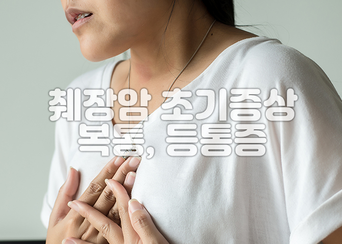 여성이 명치부부의 통증으로 고통스러워 하고 있다
