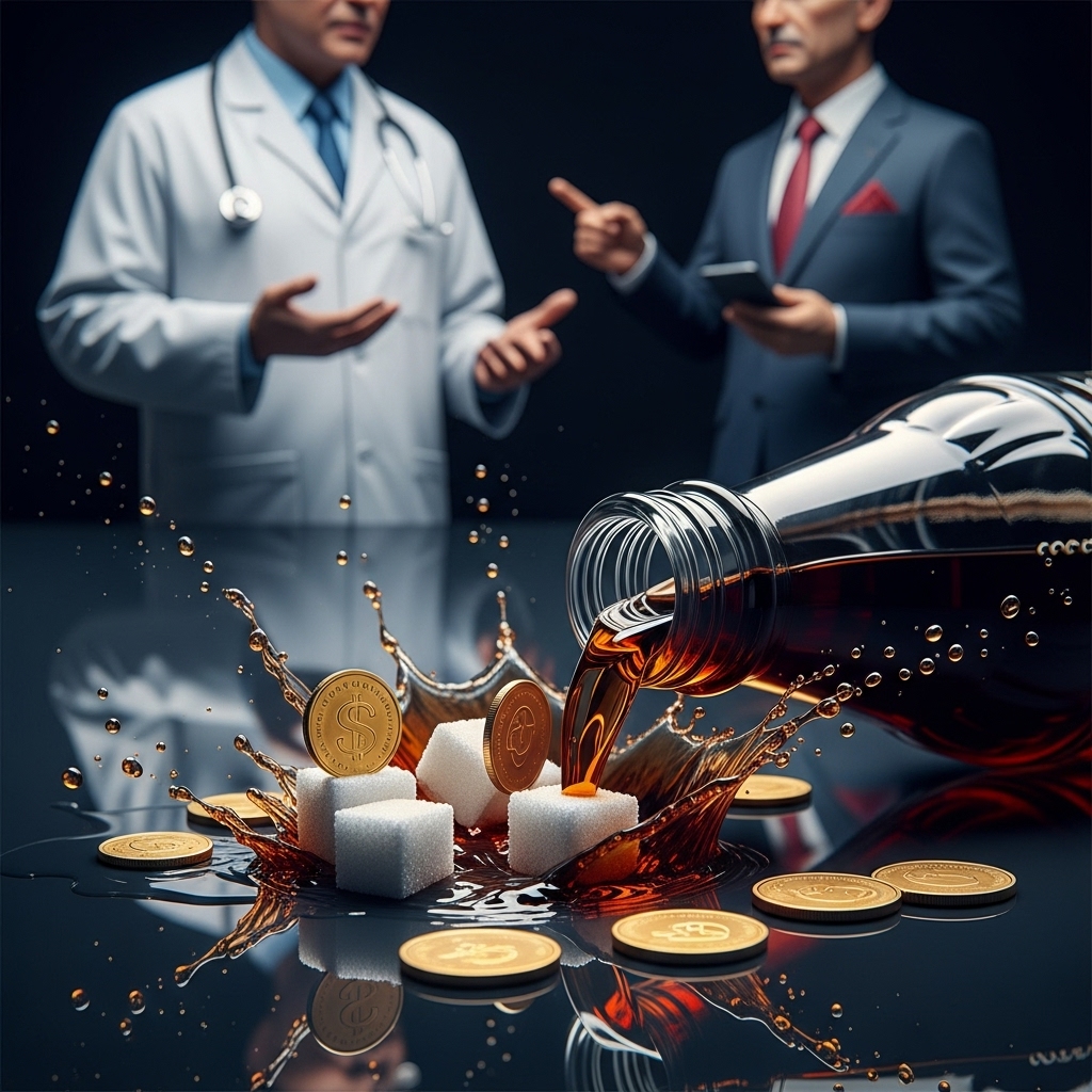 설탕 소비와 경제적 비용의 상관관계를 상징하는 모습