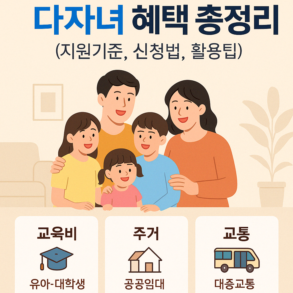 2025년 다자녀 혜택 정책 요약 인포그래픽