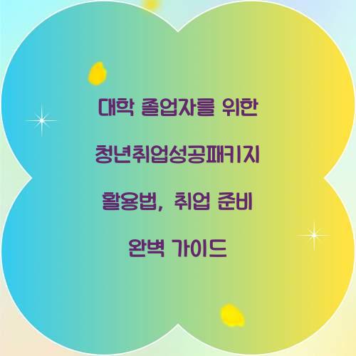 대학 졸업자를 위한 청년취업성공패키지 활용법