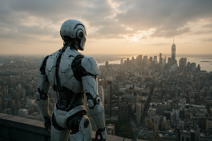 AI로봇이 인간 사회를 바라보는 이미지