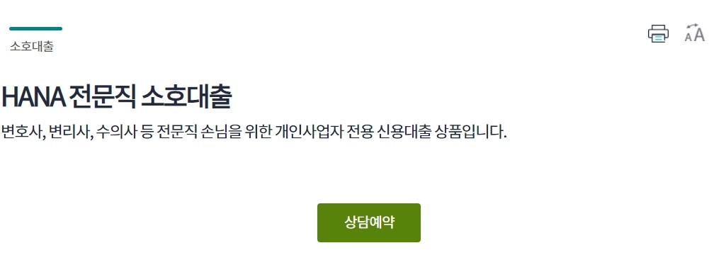 HANA 전문직 소호대출