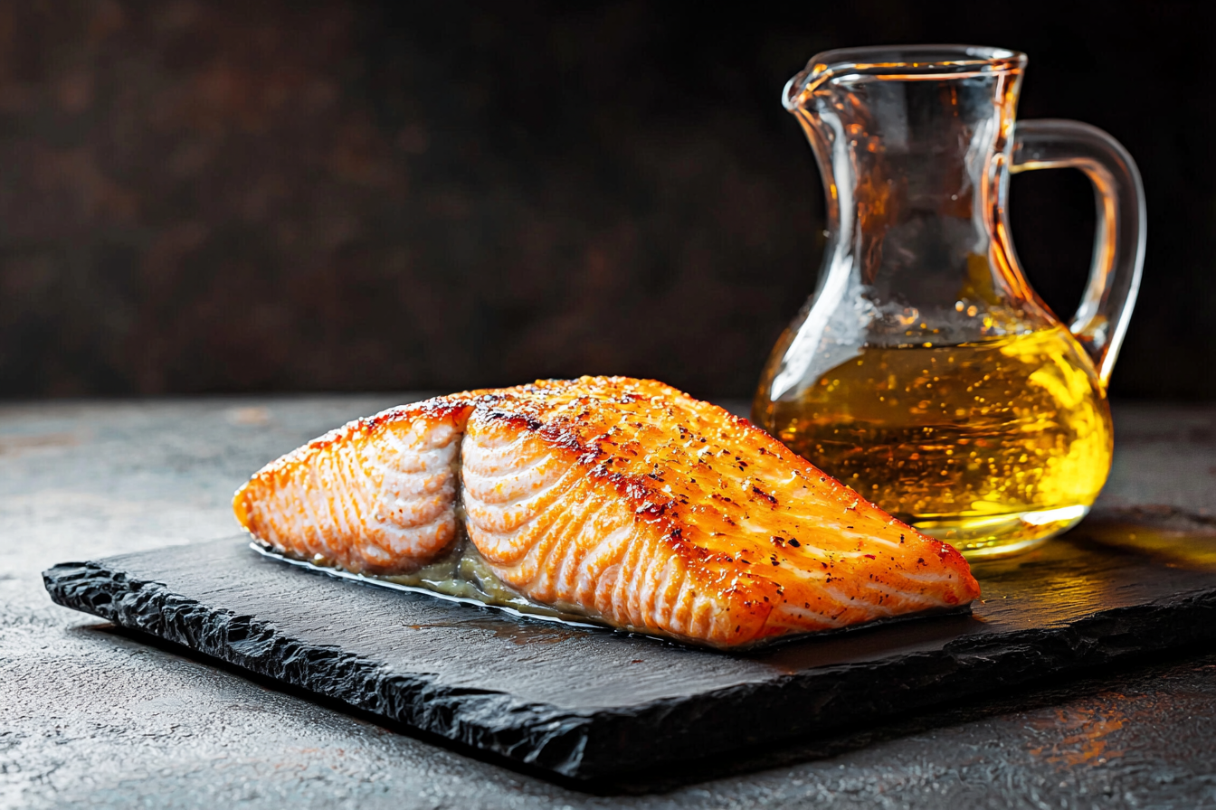 cooked salmon & salmon oil