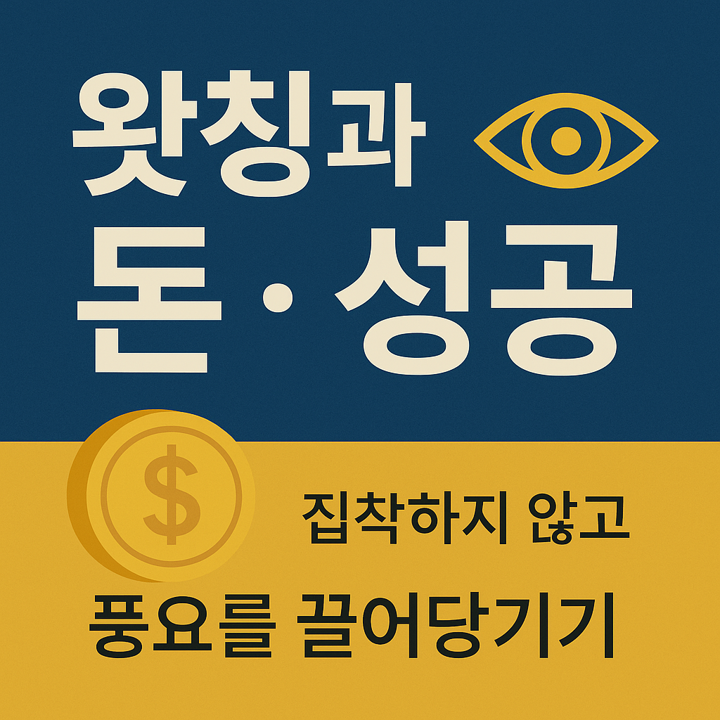 "왓칭과 돈&middot;성공 &ndash; 집착하지 않고 풍요를 끌어당기기를 설명하는 블로그 썸네일 이미지"