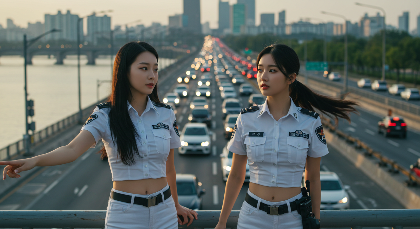교통 관리중인 여경들