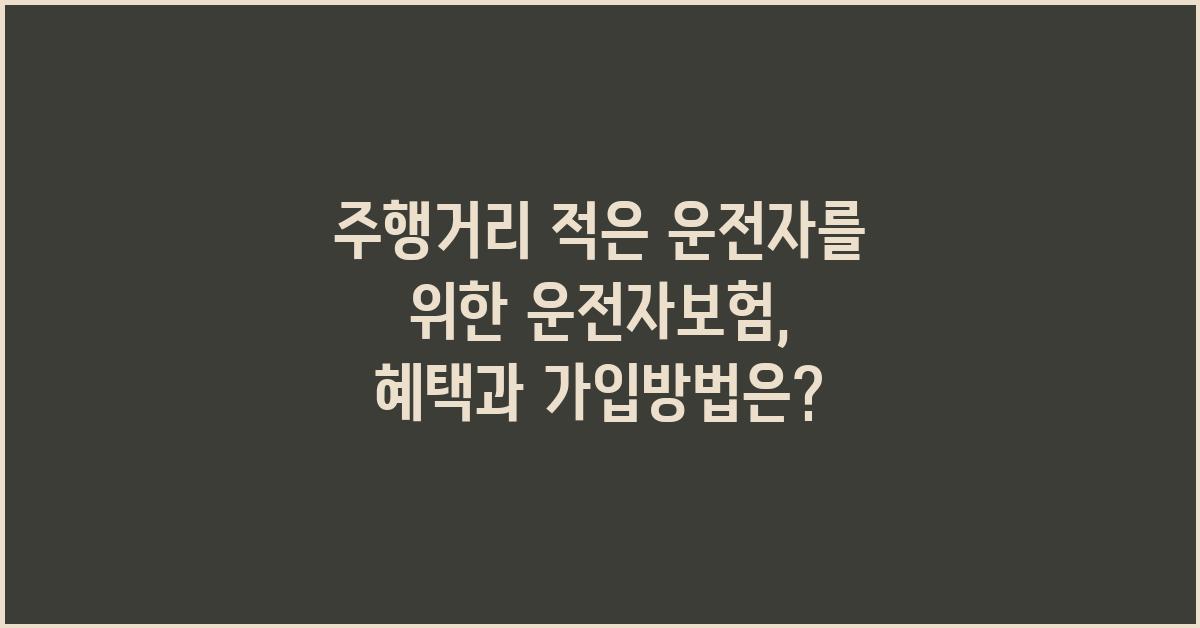 주행거리 적은 운전자를 위한 운전자보험