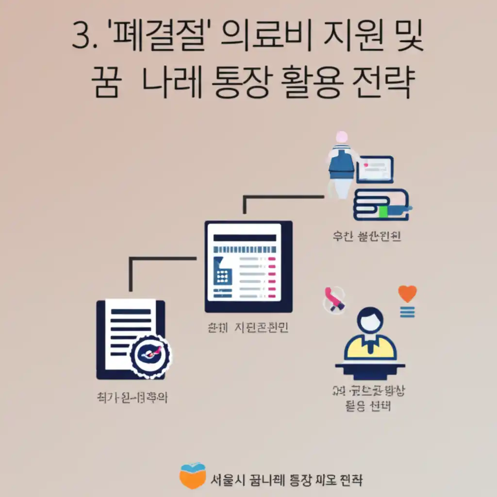 서울시 꿈나래 통장을 활용해 폐결절 의료비를 지원받는 전략을 설명하는 이미지