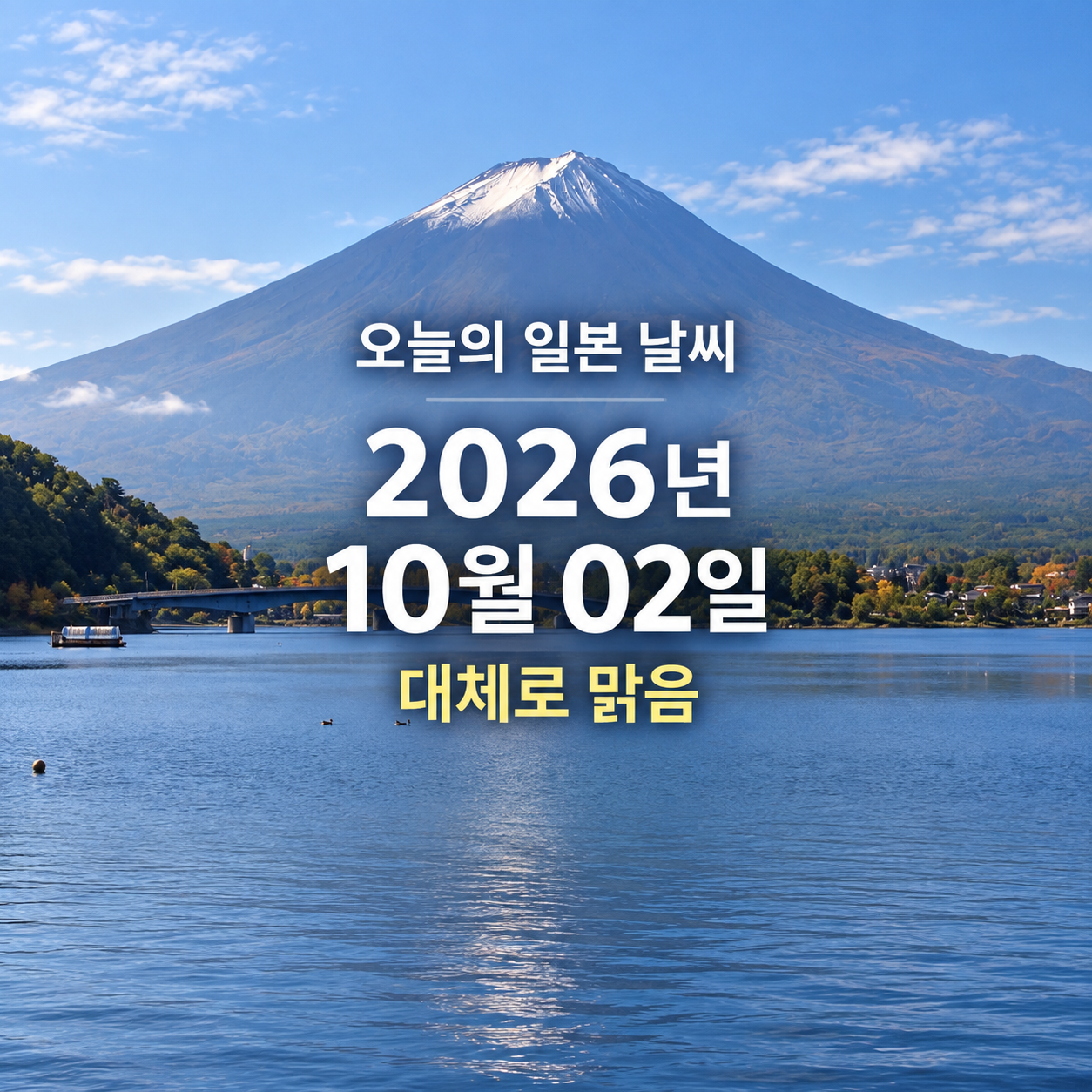 오늘의 일본 날씨 2026년 10월 02일 대체로 맑음