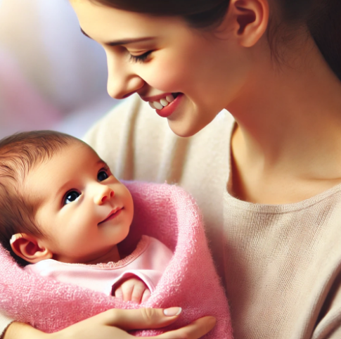 여자아기와 엄마 이미지