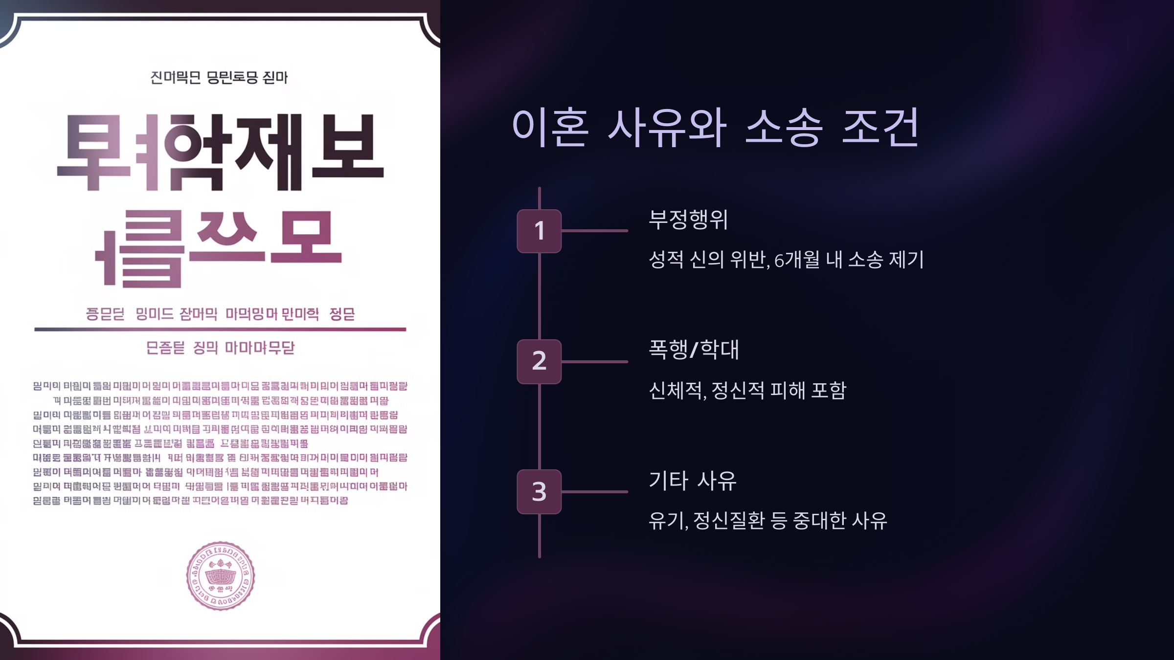 이혼 사유와 소송 조건