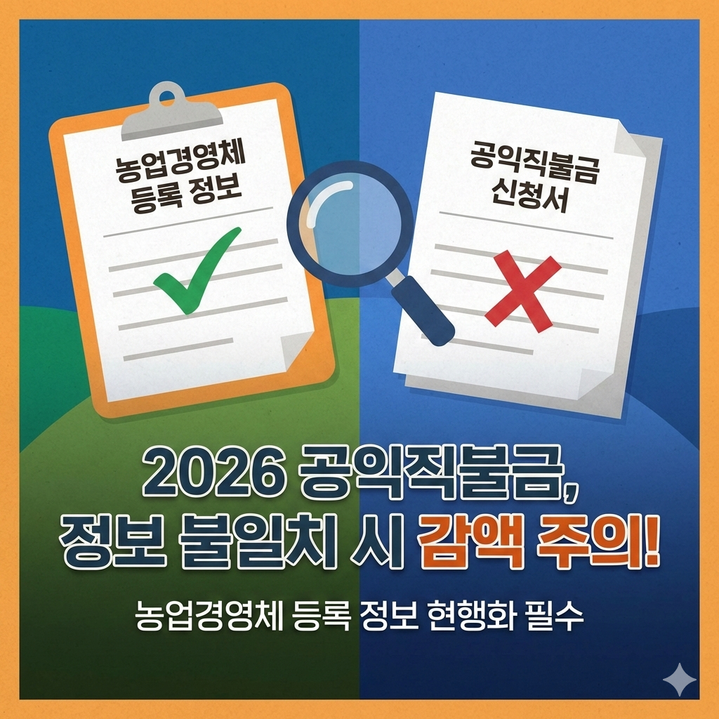 2026 공익직불금 농업경영체 변경 없으면 감액 신청 정보 완벽하게 일치시키는 법