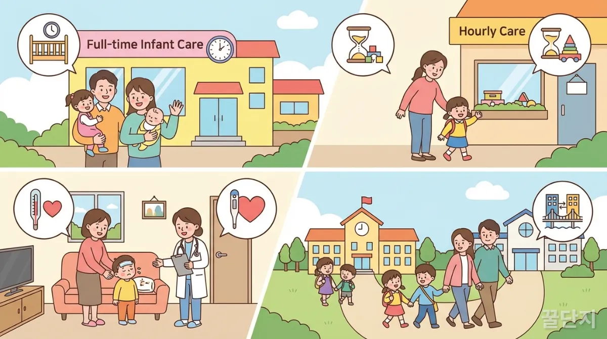 아이돌봄 서비스 유형별 특징을 보여주는 이미지