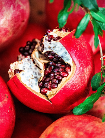 싱싱한 석류가 있는 사진