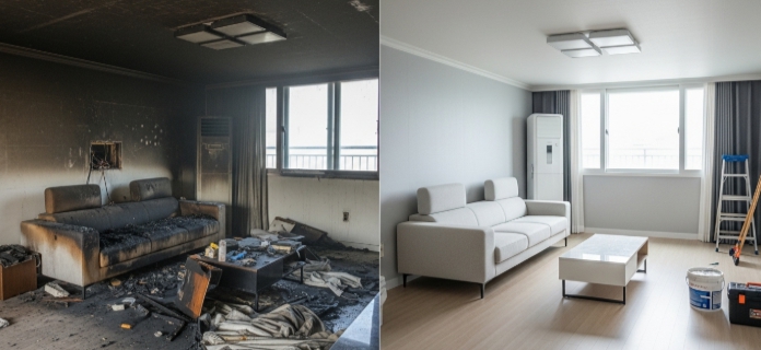 화재 청소 후 인테리어 전후