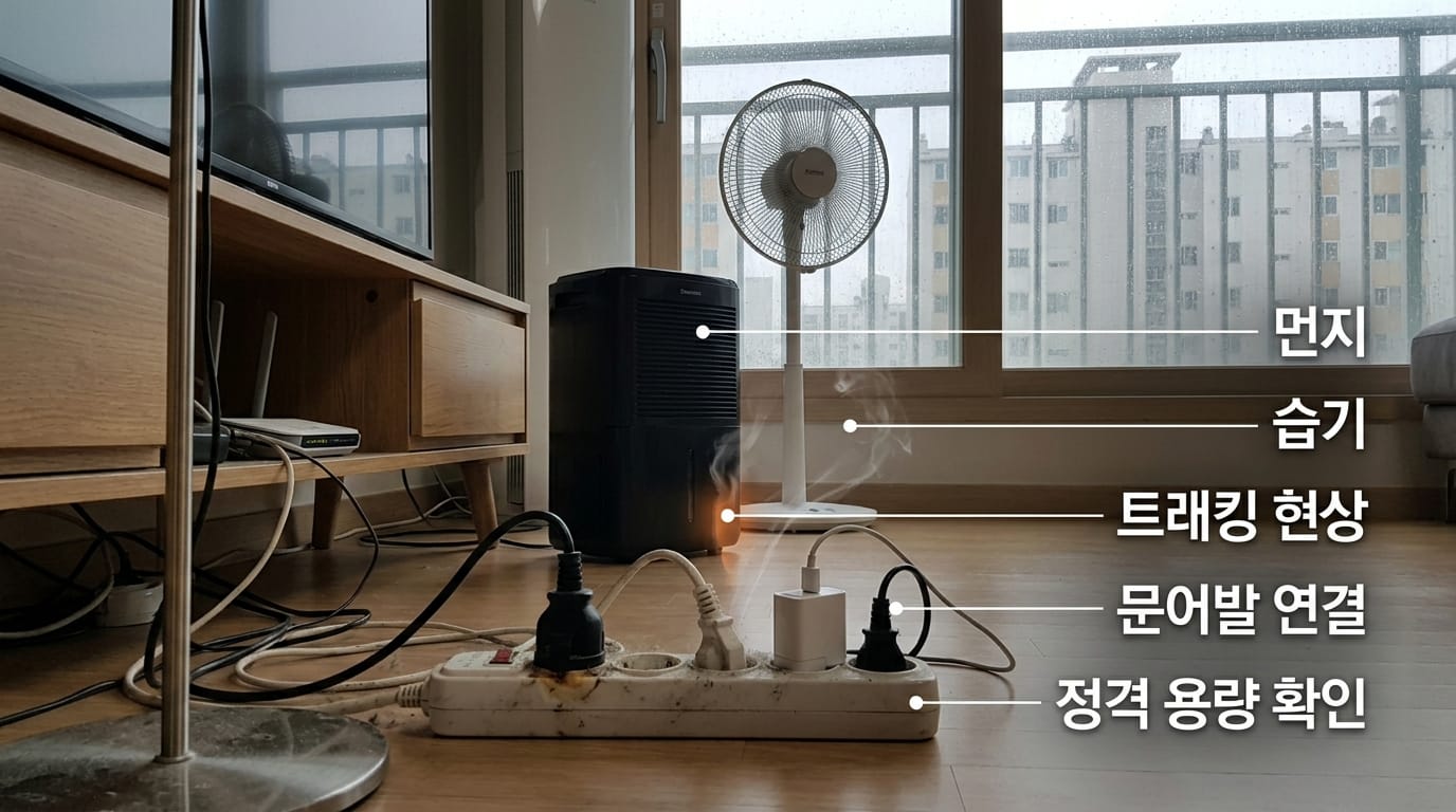 장마철에는 습기와 전기 사용량이 함께 늘면서 멀티탭 주변 점검이 더 중요해진다