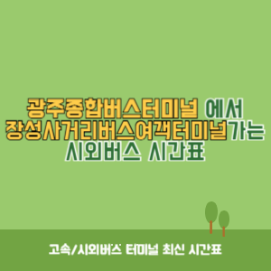 광주종합버스터미널에서 장성사거리버스여객터미널 가는 시외버스 시간표 최신정보