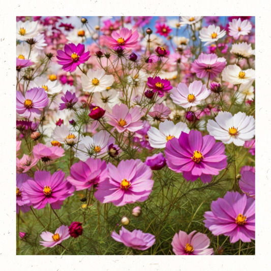 분홍 코스모스가 가득한 들판