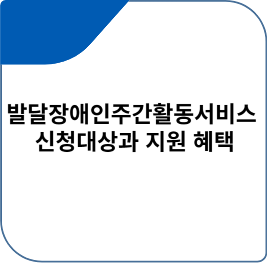 발달장애인주간활동서비스 신청대상과 지원 혜택