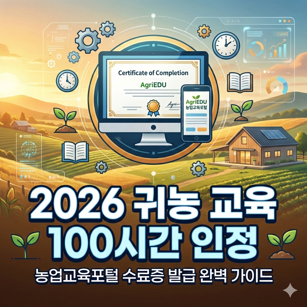2026 귀농 교육 100시간 인정 농업교육포털 수료증 발급 어떻게 하나요?