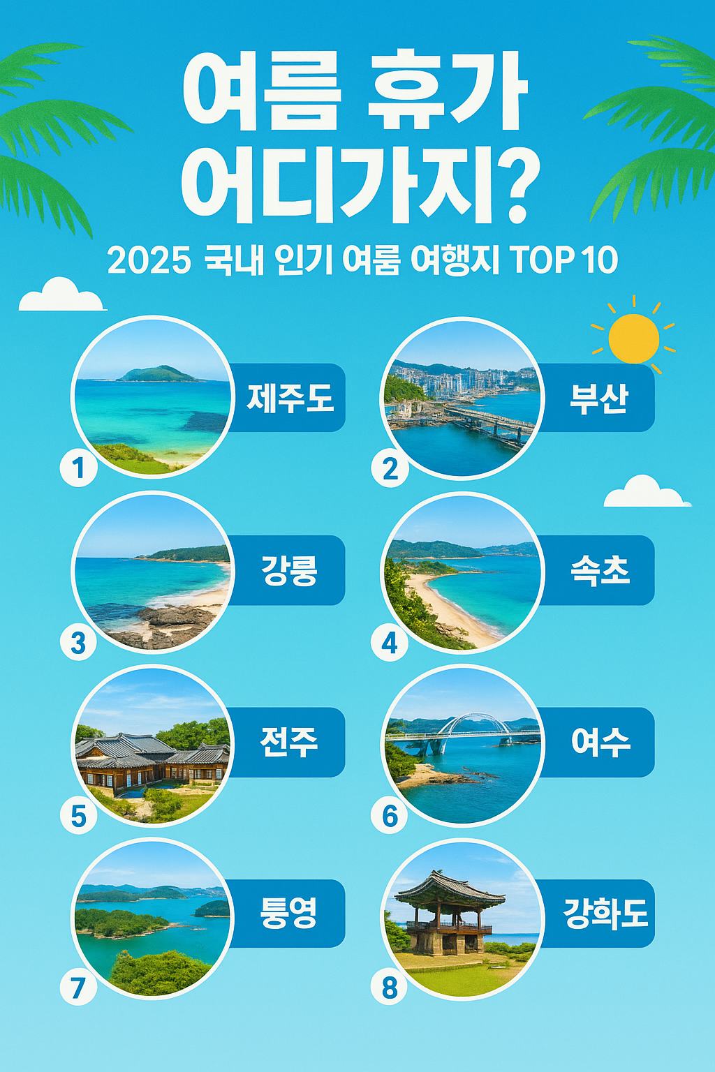 여름 휴가 어디가지? 2025 국내 인기 여름 여행지 TOP 10