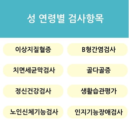 성연령별 검사 항목