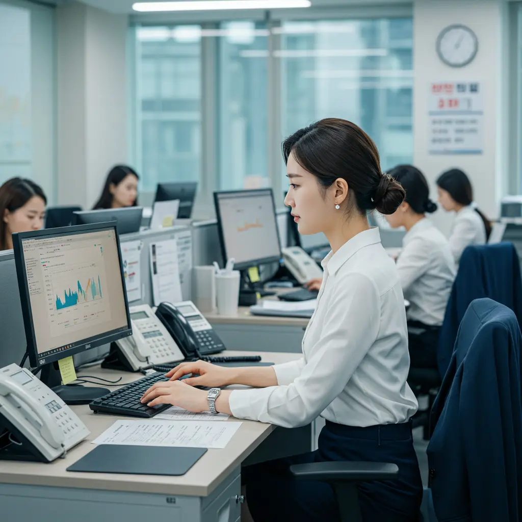 중국 비자 정책 신청중인 여성의 모습