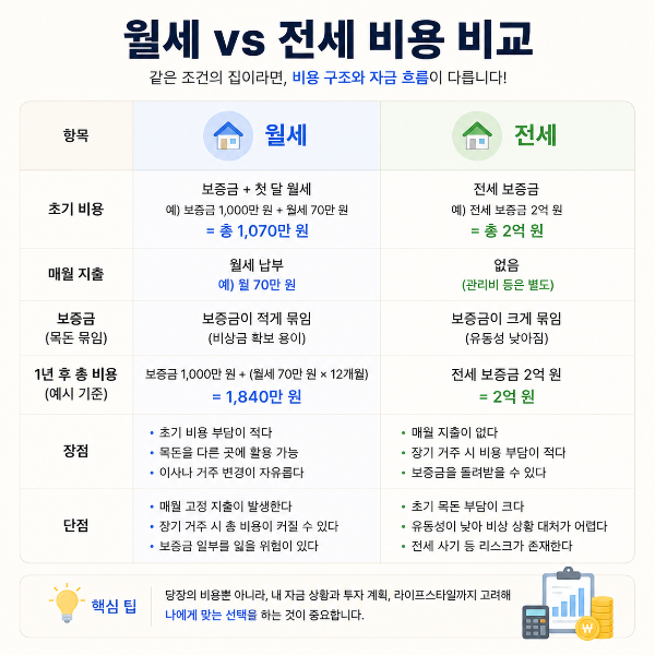 월세 vs 전세, 돈 관리 방식이 달라진다