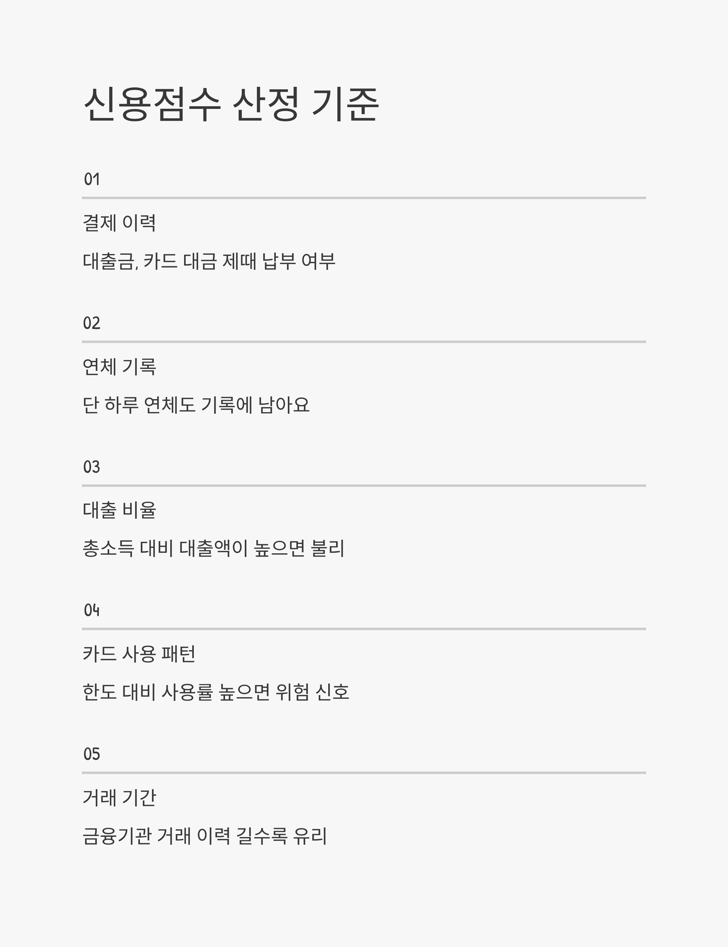 빚 대출 관리 신용점수 산정 기준