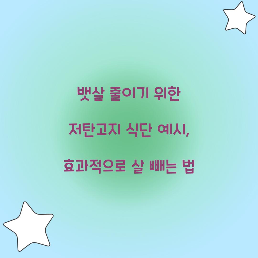 뱃살 줄이기 위한 저탄고지 식단 예시