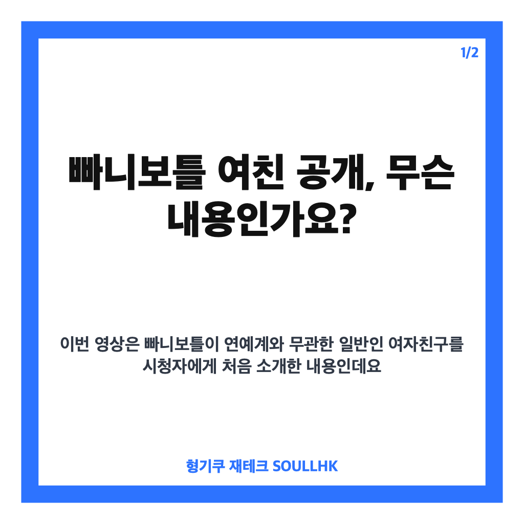 빠니보틀 여친 공개, 신혼여행 콘셉트 영상과 결혼 여부 정리 카드뉴스 1