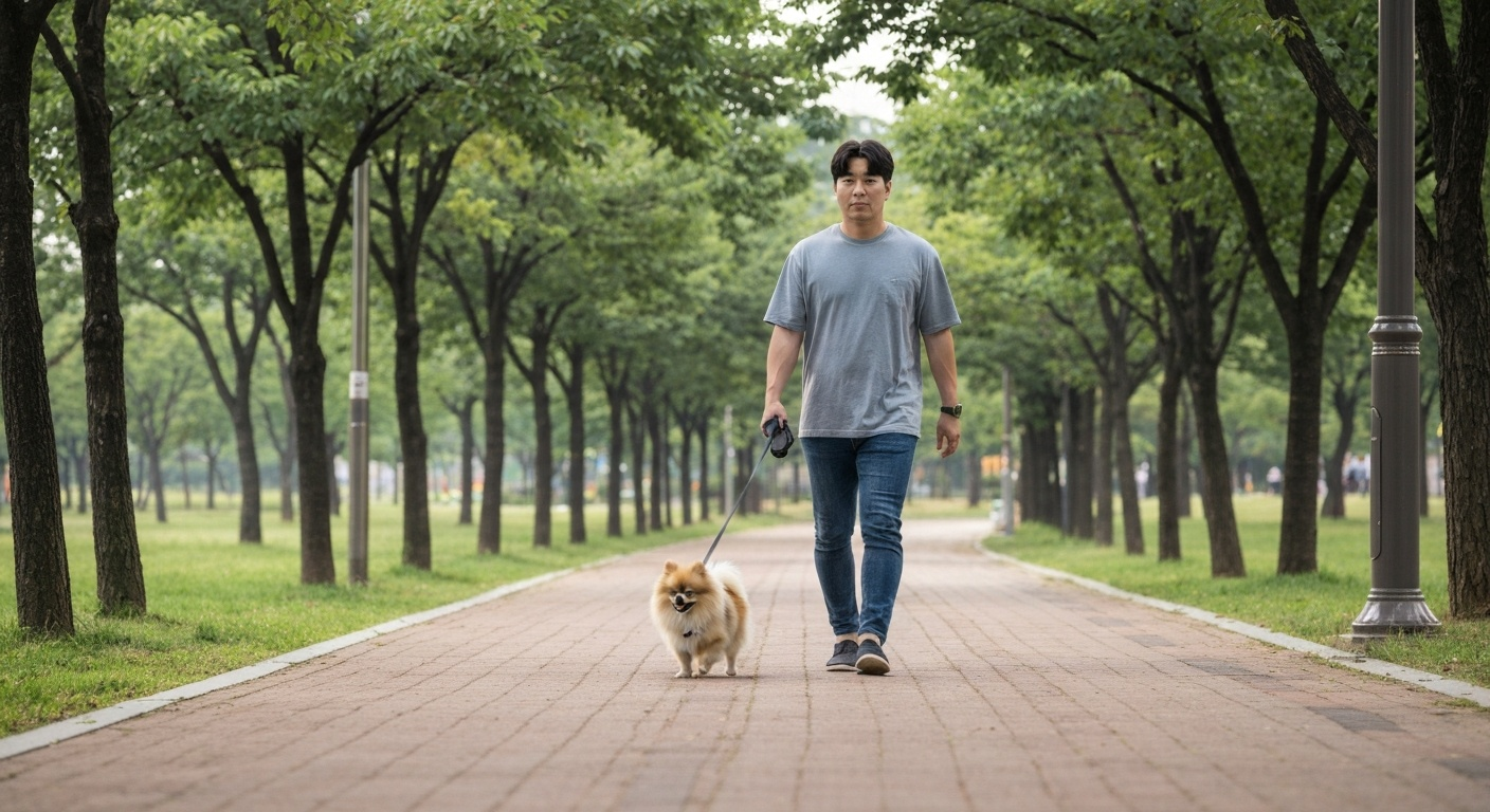 여름 아스팔트 강아지 산책
